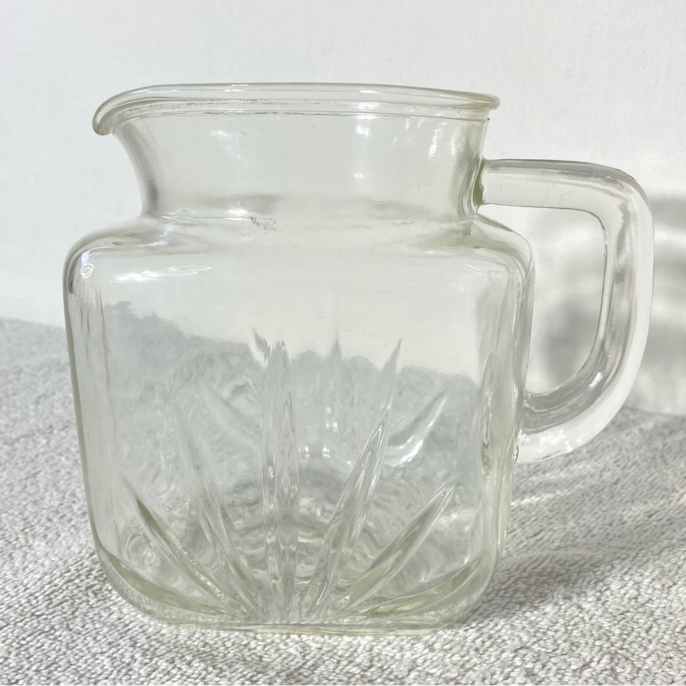 Vintage Federal Glass Square Clear Glass Star Burst Juice Pitcher